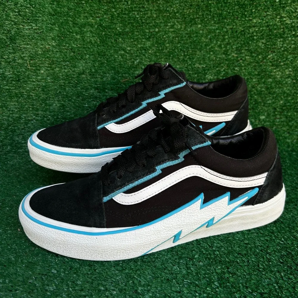 Revenge x Storm Bolt Black Blue Lightning Bolt Sneakers Mens 8.5 Womens 10